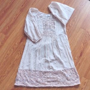 Anthro brand Velvet by Graham & Spencer pink shift dress with long sleeves